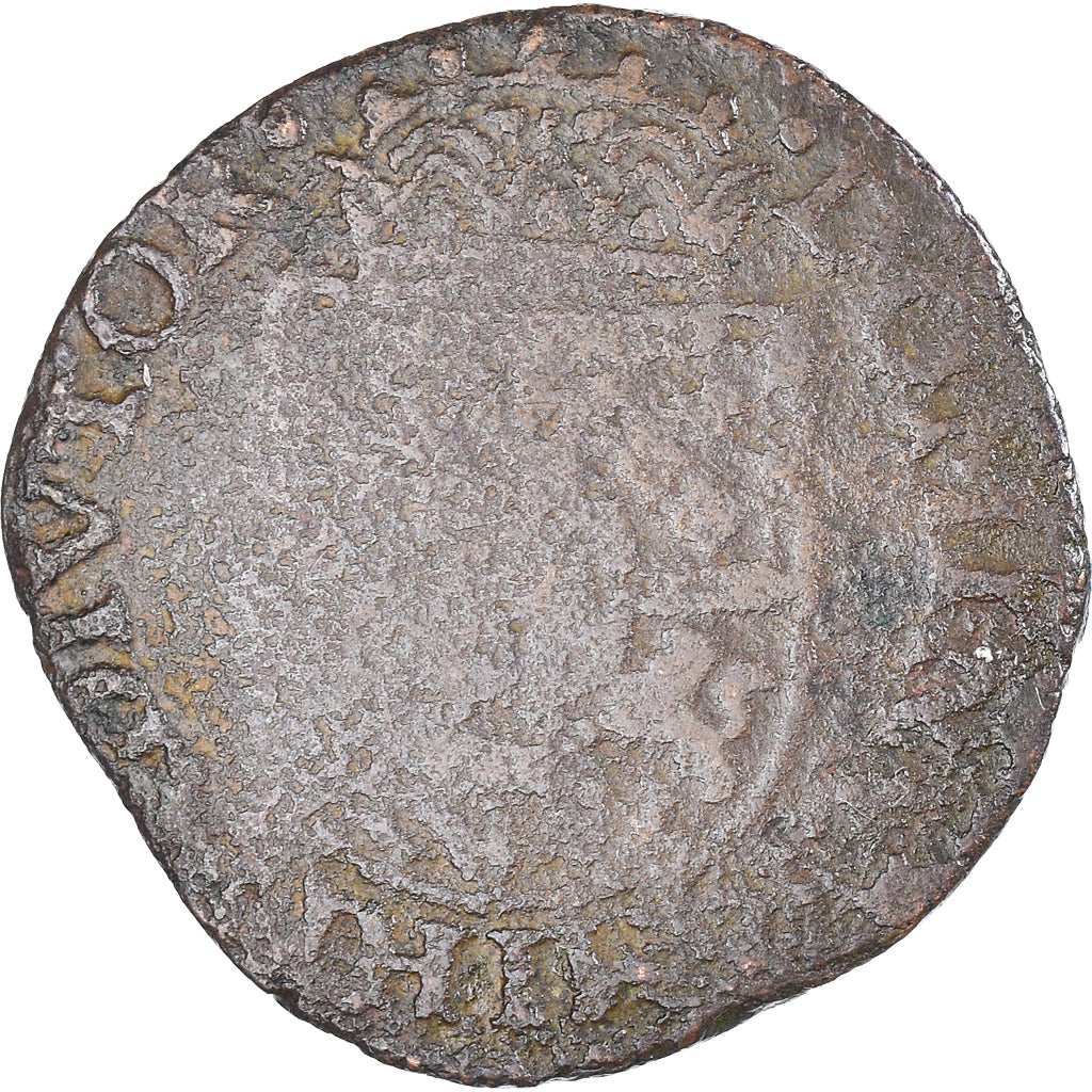 Moneda, Países Bajos españoles, Philippe II, Liard, 1582, Tournai, BC+, Cobre