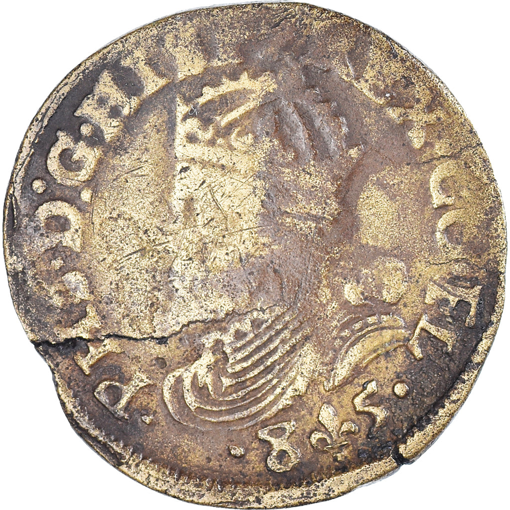 Coin, Spanish Netherlands, Philippe II, Liard, 1585, Bruges, VF(30-35), Copper