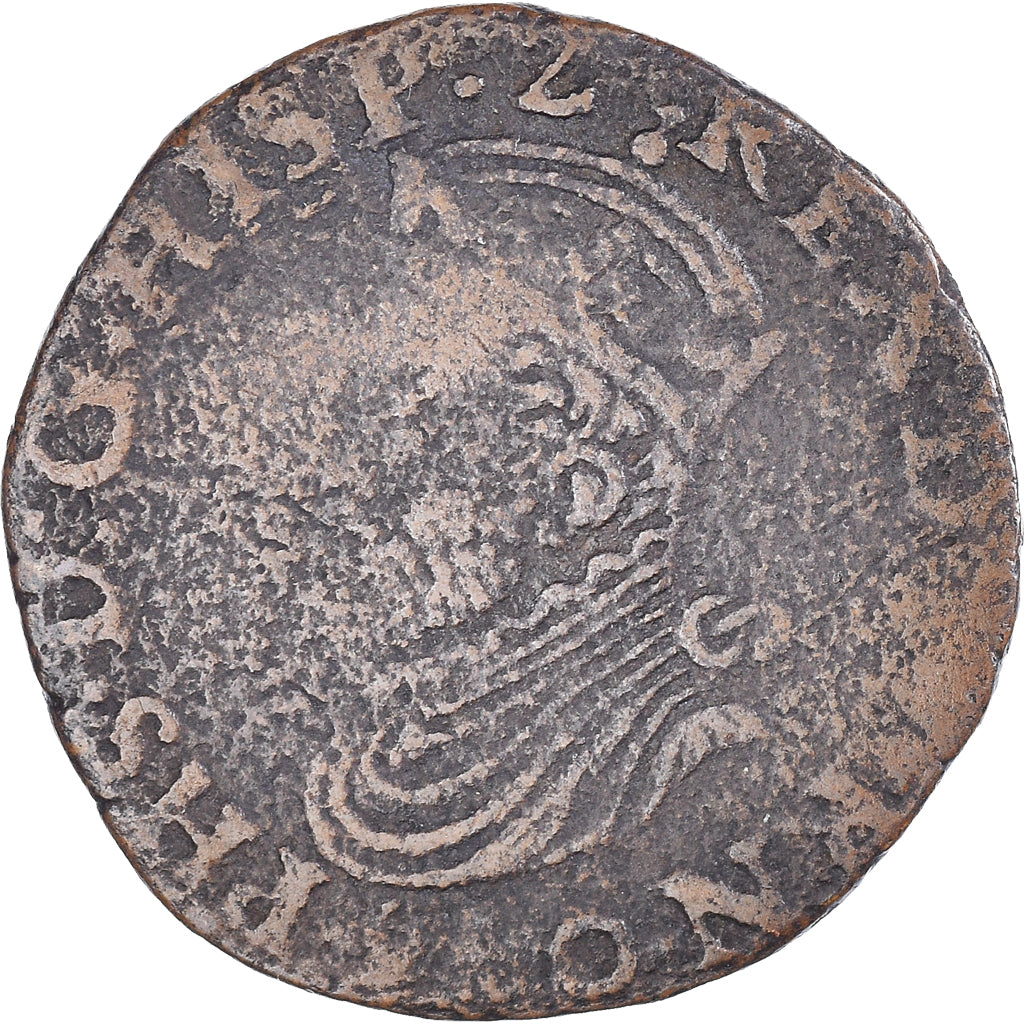 Münze, Spanische Niederlande, Philippe II, Liard, 1590, Tournai, S, Kupfer