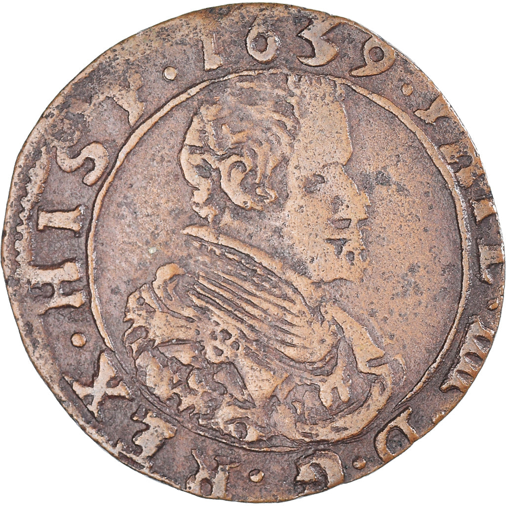 Moneta, Hiszpania niderlandzka, Artois, Philippe IV, Liard, 1639, Arras