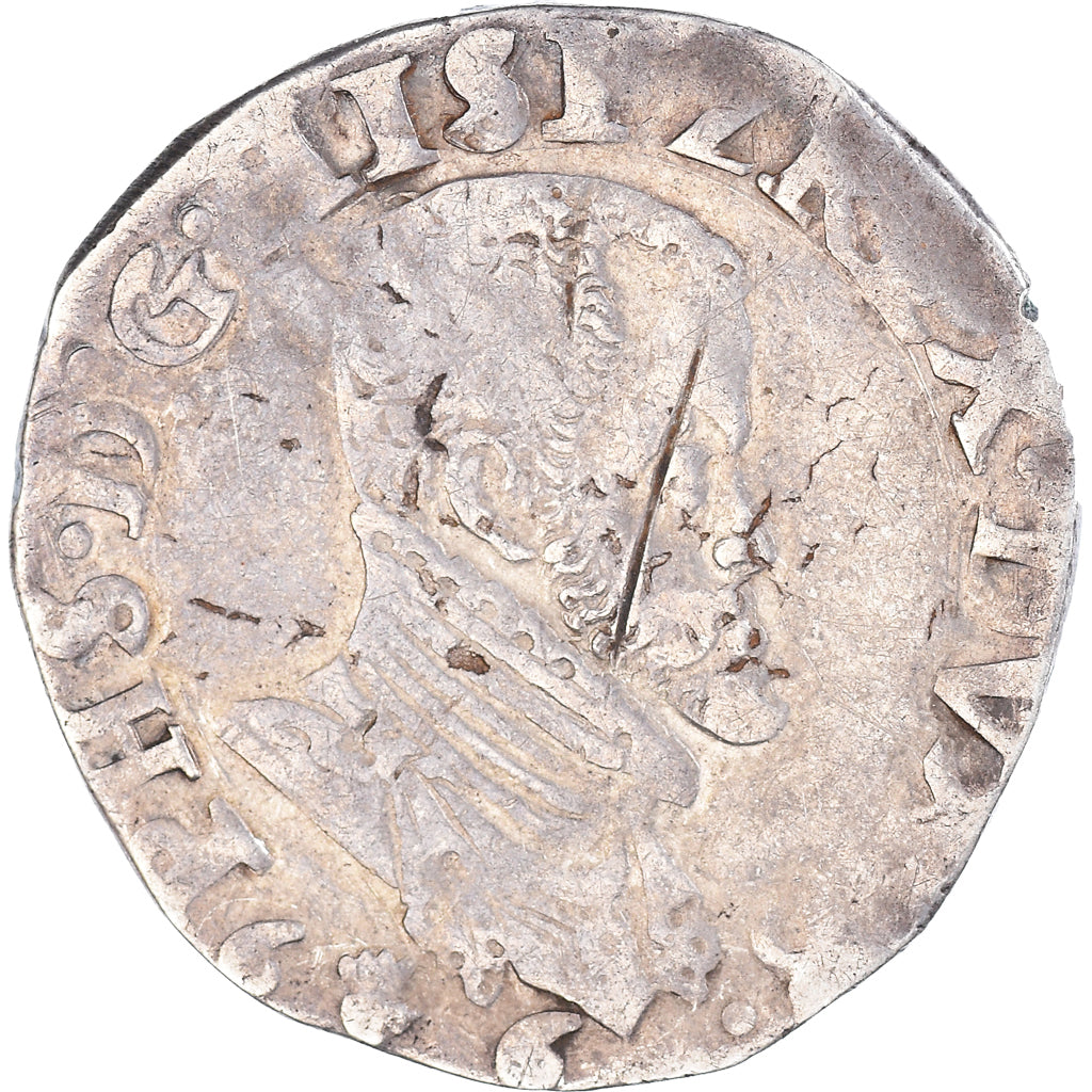 Moneda, Países Bajos españoles, Philippe II, 1/5 Ecu, 1566, Anvers, BC+, Plata