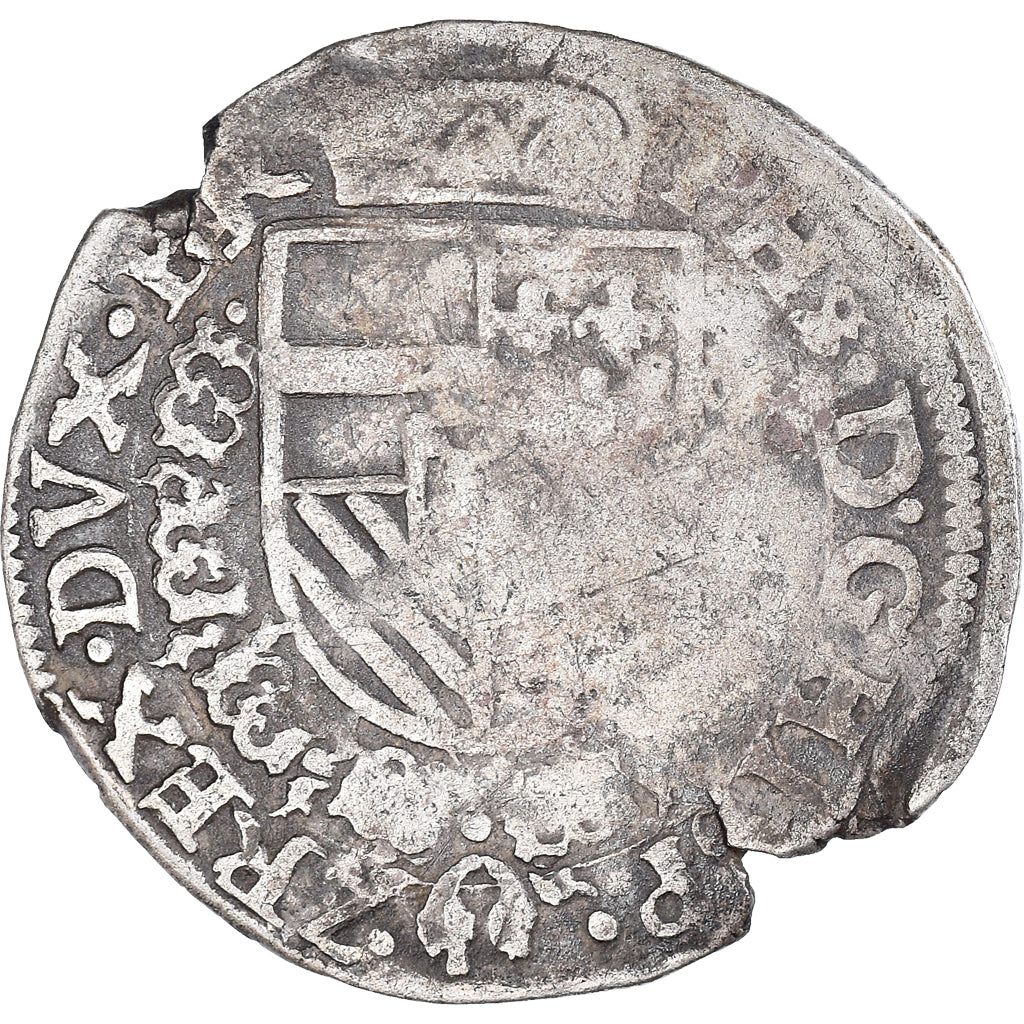 Coin, Spanish Netherlands, Philippe II, 1/20 Ecu, 1585, Maastricht, VF(20-25)