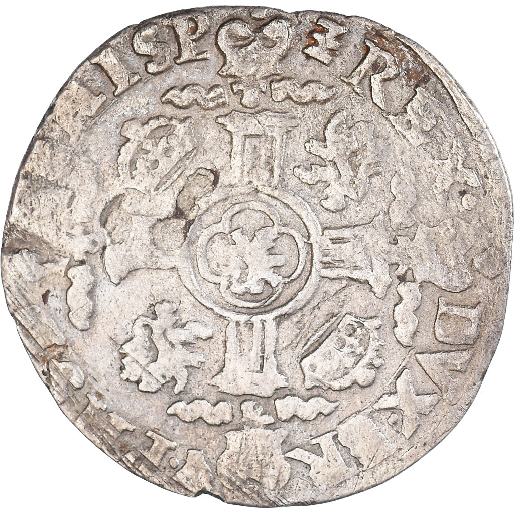 Coin, Spanish Netherlands, Philippe II, Double Patard, 1593, Anvers, VF(30-35)