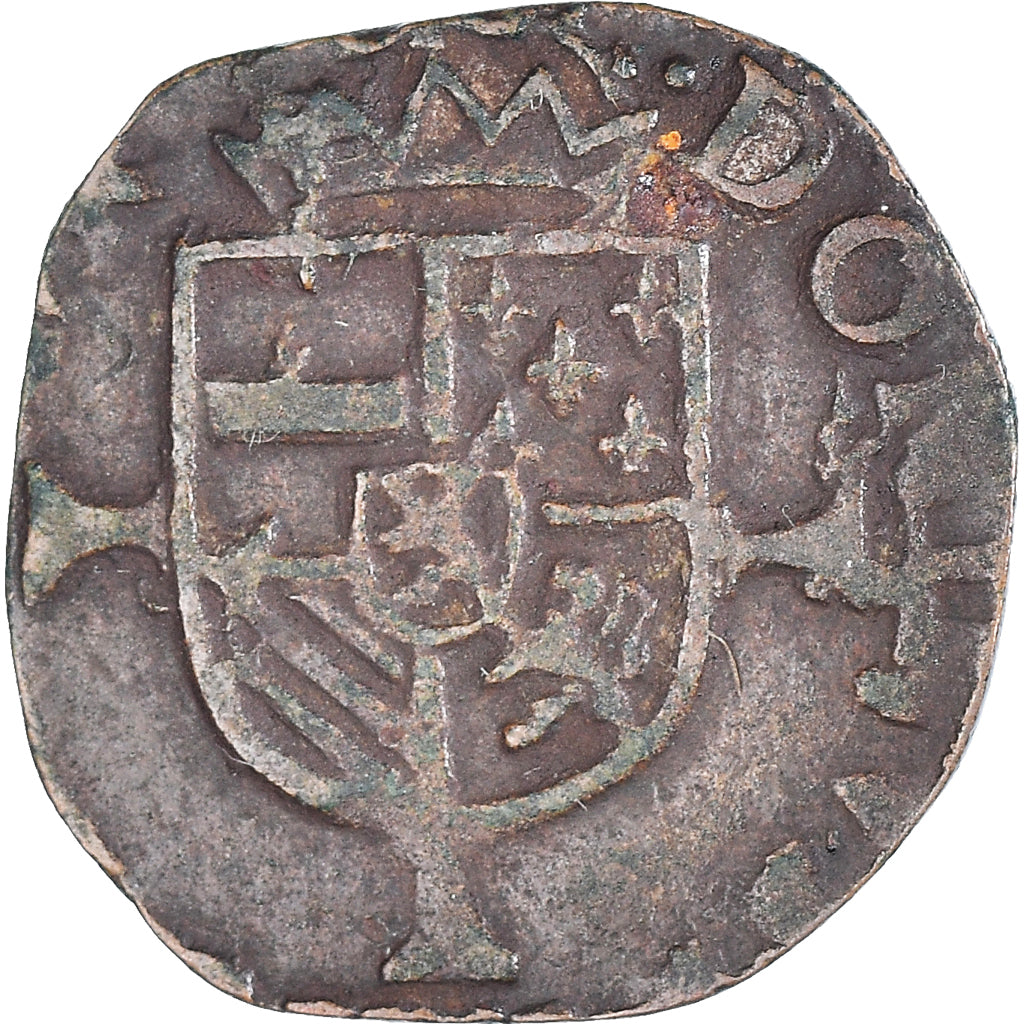 Moneda, Países Bajos españoles, Philippe II, Maille, 1581, Bruges, BC+, Cobre