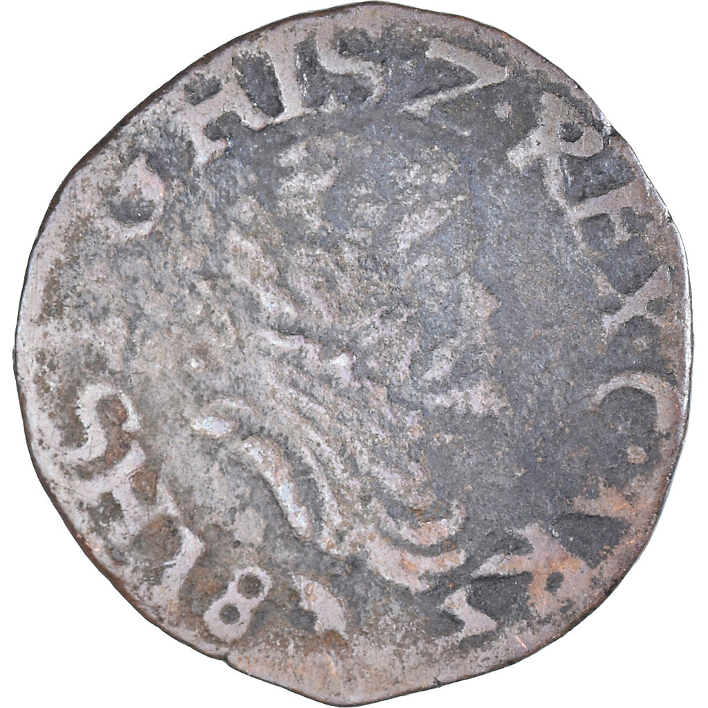Coin, Spanish Netherlands, Philippe II, 1/2 Liard, 1587, Arras, VF(20-25)