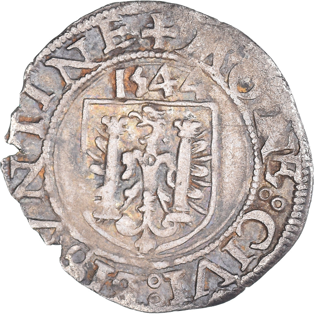 Coin, France, Charles Quint, Carolus, 1544, Besançon, VF(30-35), Silver