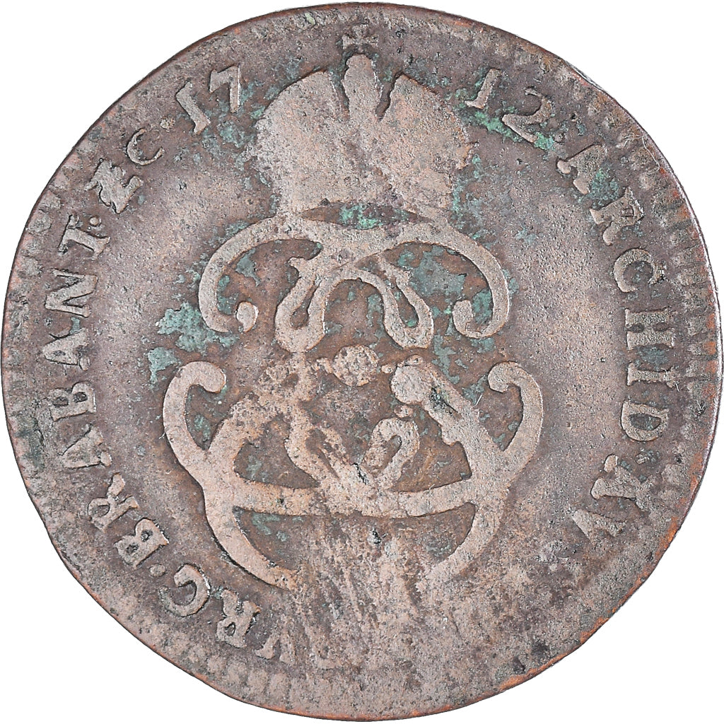 Coin, Spanish Netherlands, duché de Brabant, Charles VI, Liard, 1712, Anvers