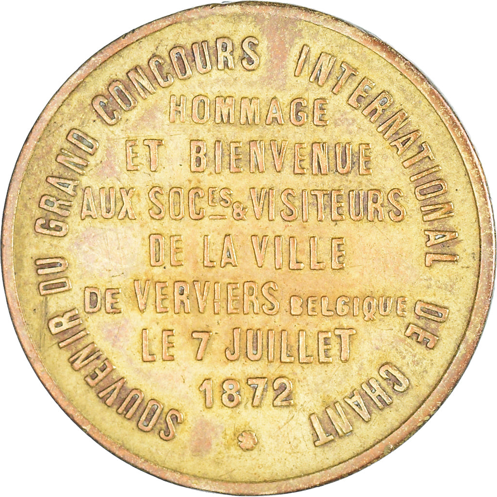 Belgique, Jeton, Léopold II, souvenir, Concours International de Chant, 1872