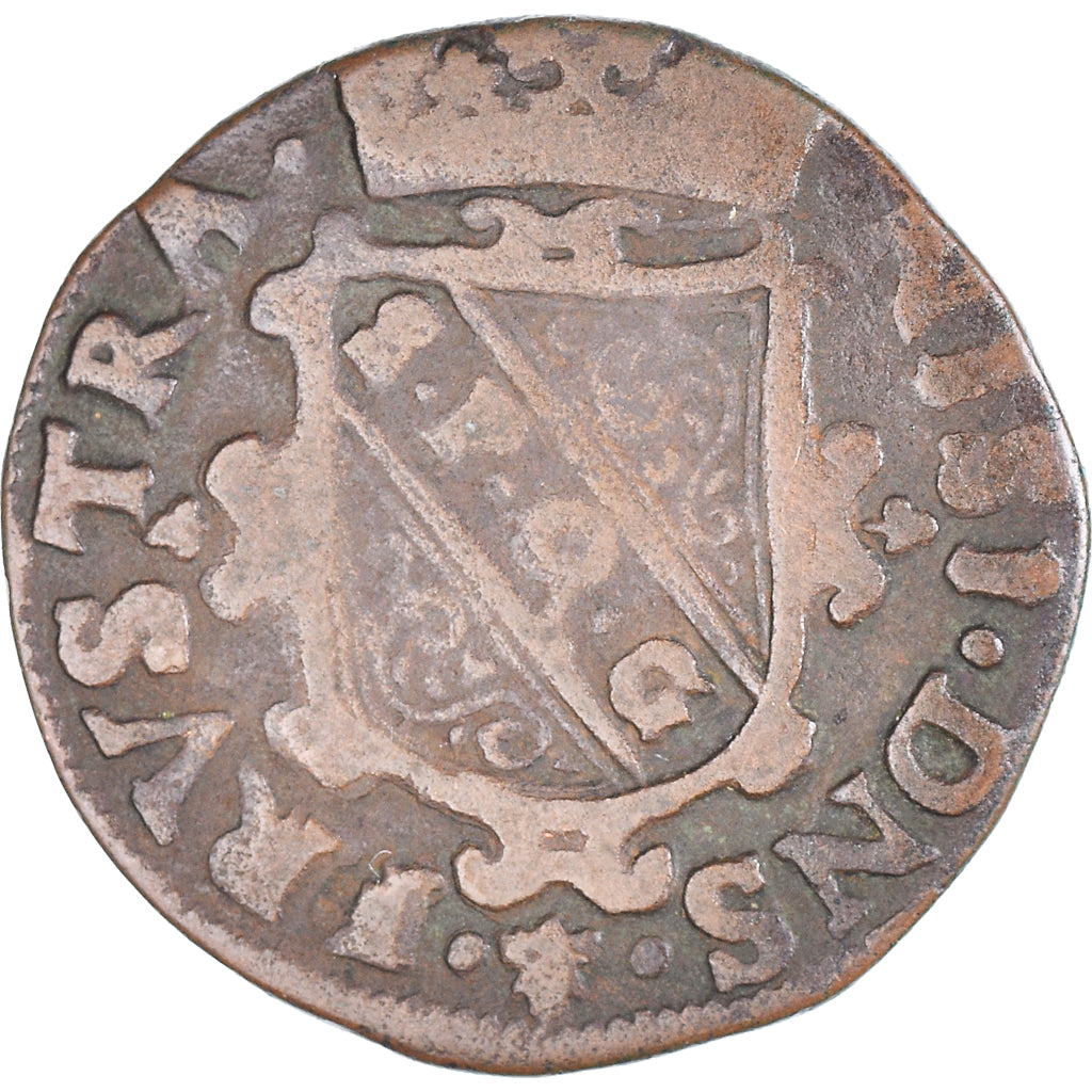 Moneta, Hiszpania niderlandzka, Liard, 12 Mites, 1583, Bruges, VF(30-35), Miedź