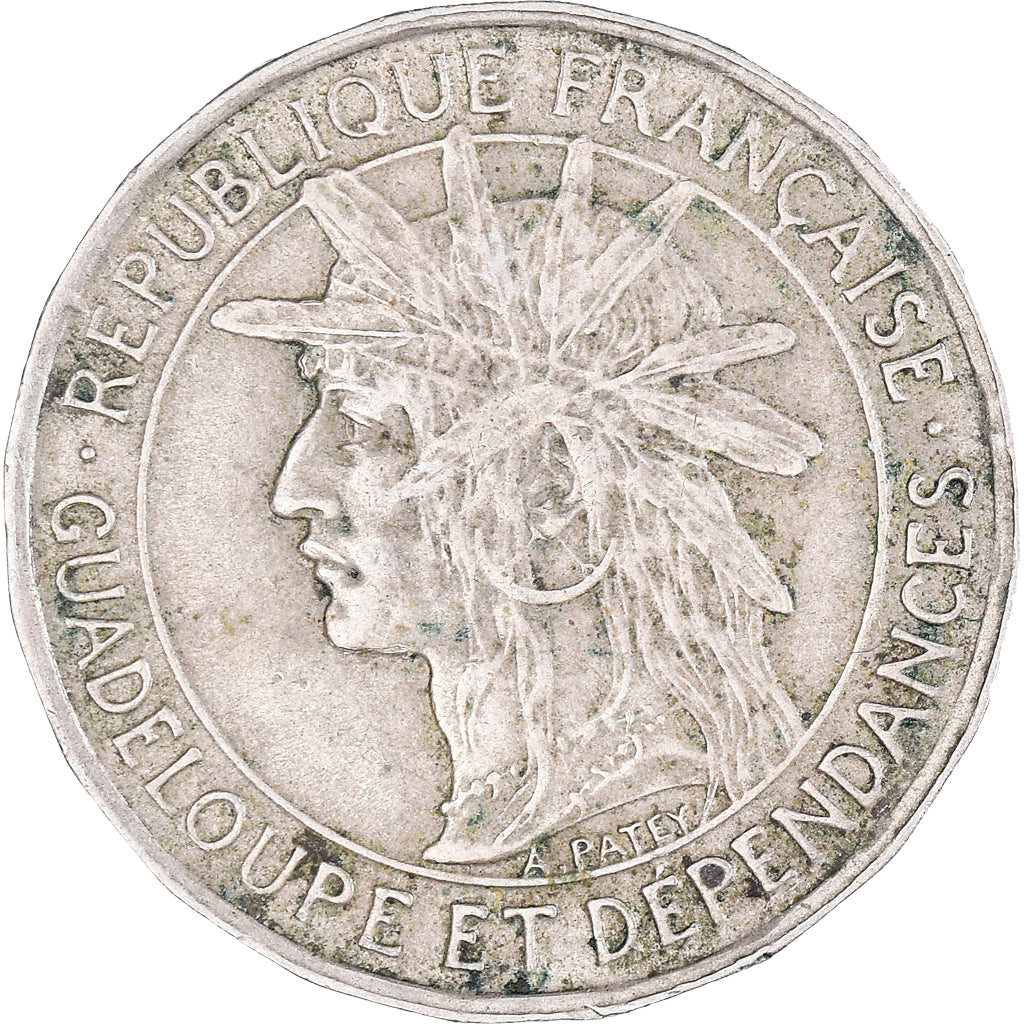 Coin, Guadeloupe, Franc, 1921, EF(40-45), Copper-nickel, KM:46