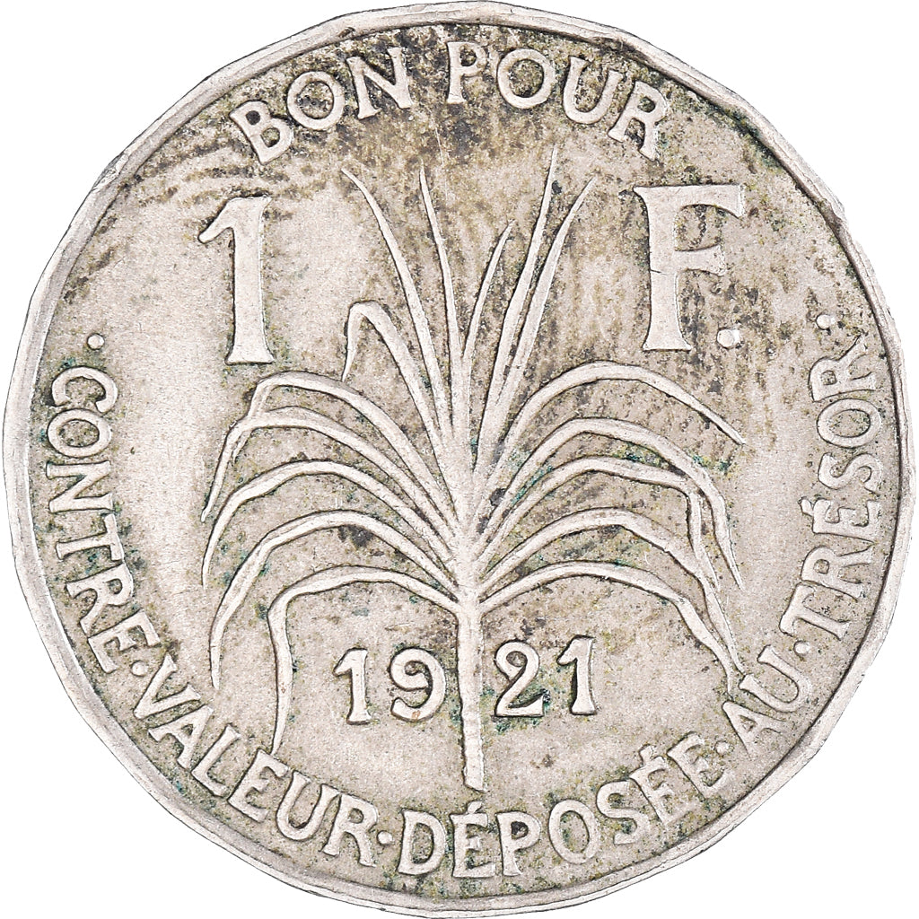 Coin, Guadeloupe, Franc, 1921, EF(40-45), Copper-nickel, KM:46