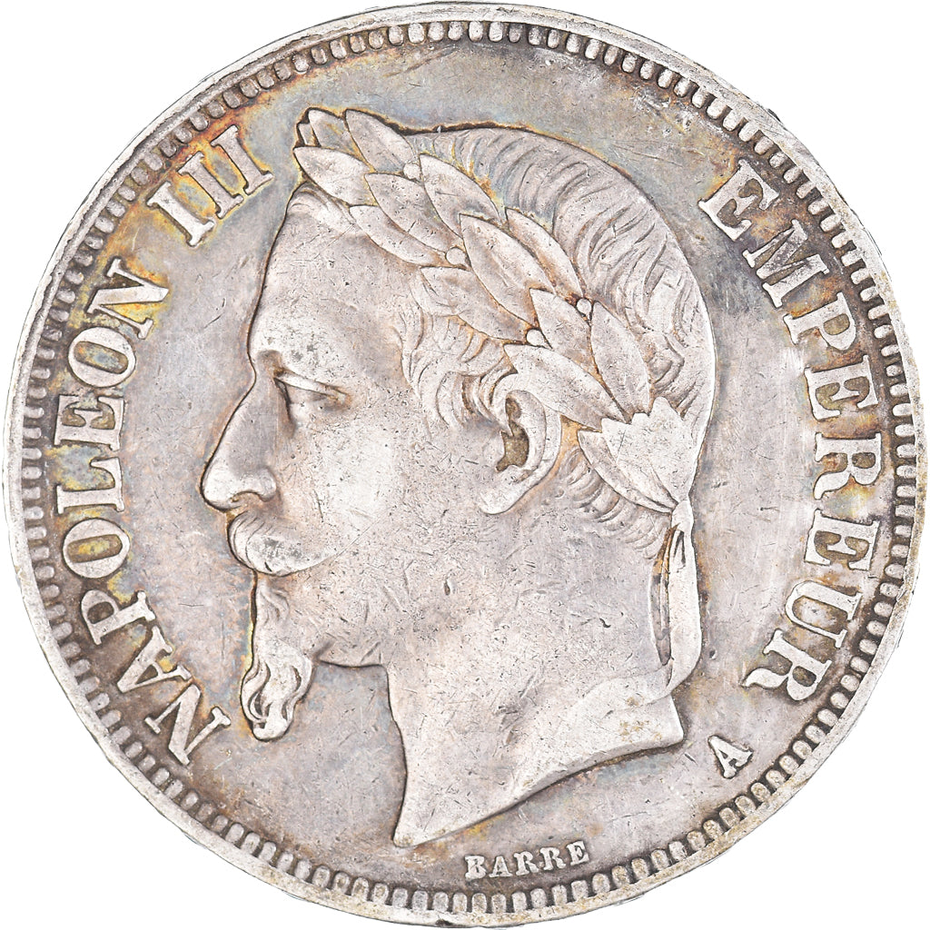 Moneta, Francia, Napoleon III, 5 Francs, 1868, Paris, BB, Argento, KM:799.1