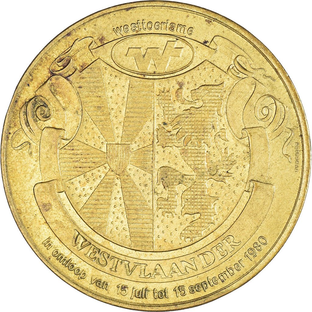 België, Token, Westvlaander, 25 Lovenaar, 1980, PR, Brass plated steel