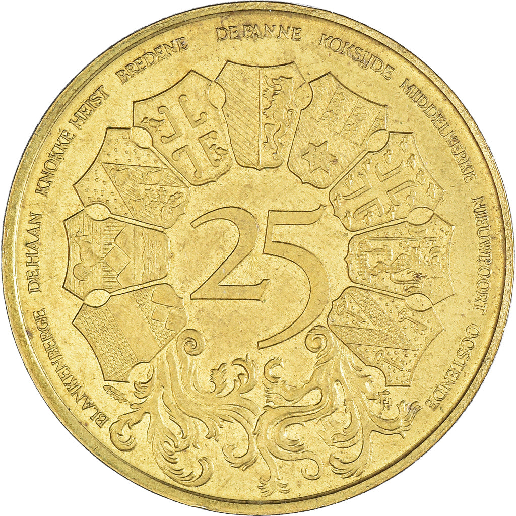 België, Token, Westvlaander, 25 Lovenaar, 1980, PR, Brass plated steel