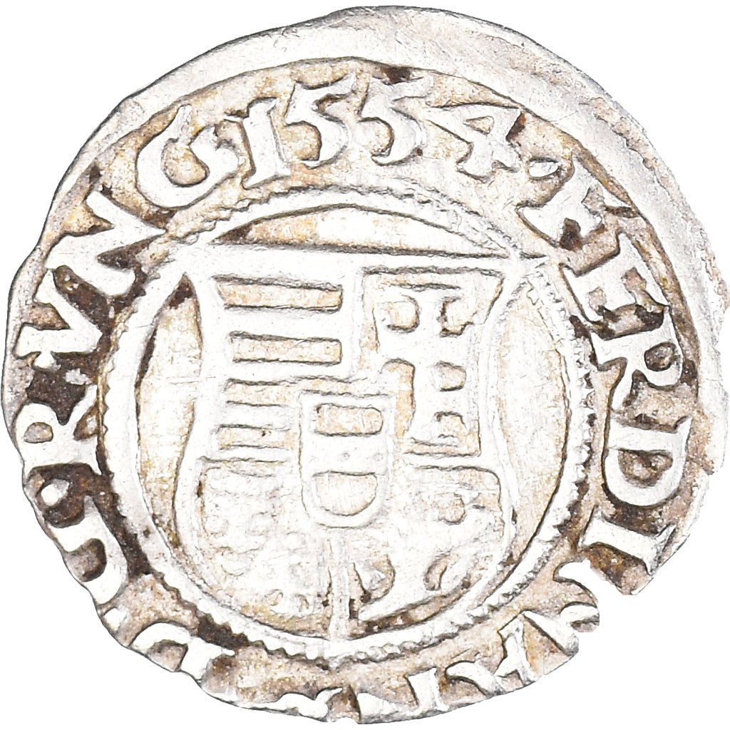 Moeda, Hungria, Ferdinand I, Denier de la Vierge à l'Enfant, 1554, Kremnitz