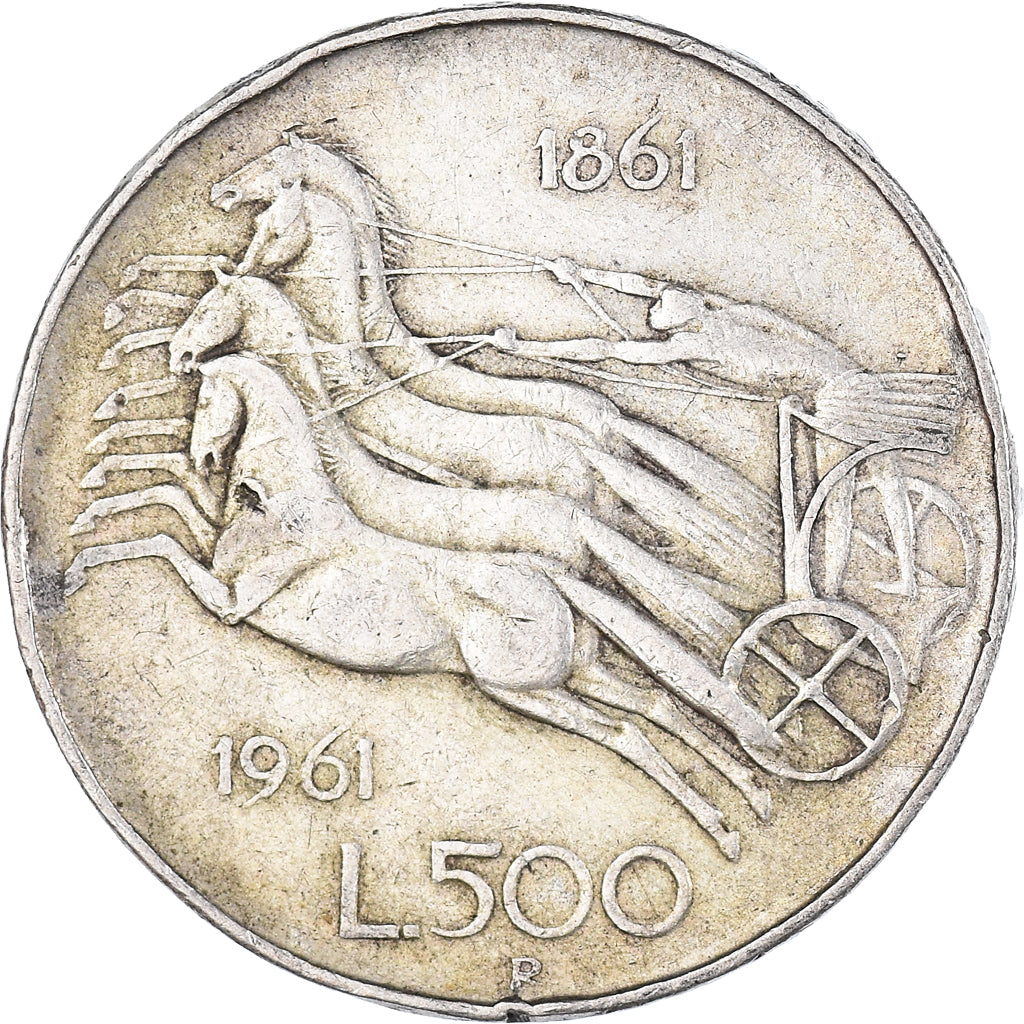 Coin, Italy, 500 Lire, 1961, Rome, EF(40-45), Silver, KM:99