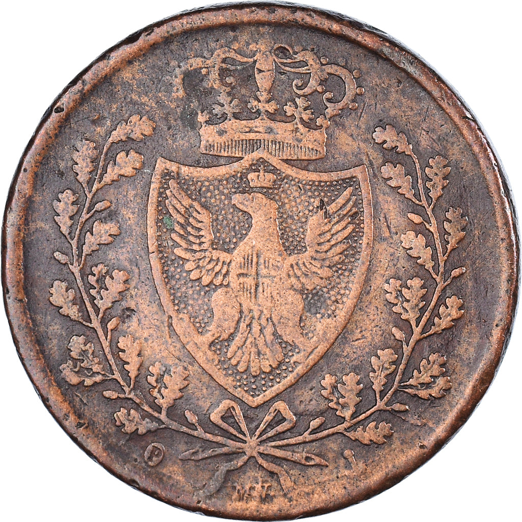 Moneta, DEPARTAMENTY WŁOSKIE, SARDINIA, Carlo Felice, 5 Centesimi, 1826, Genoa