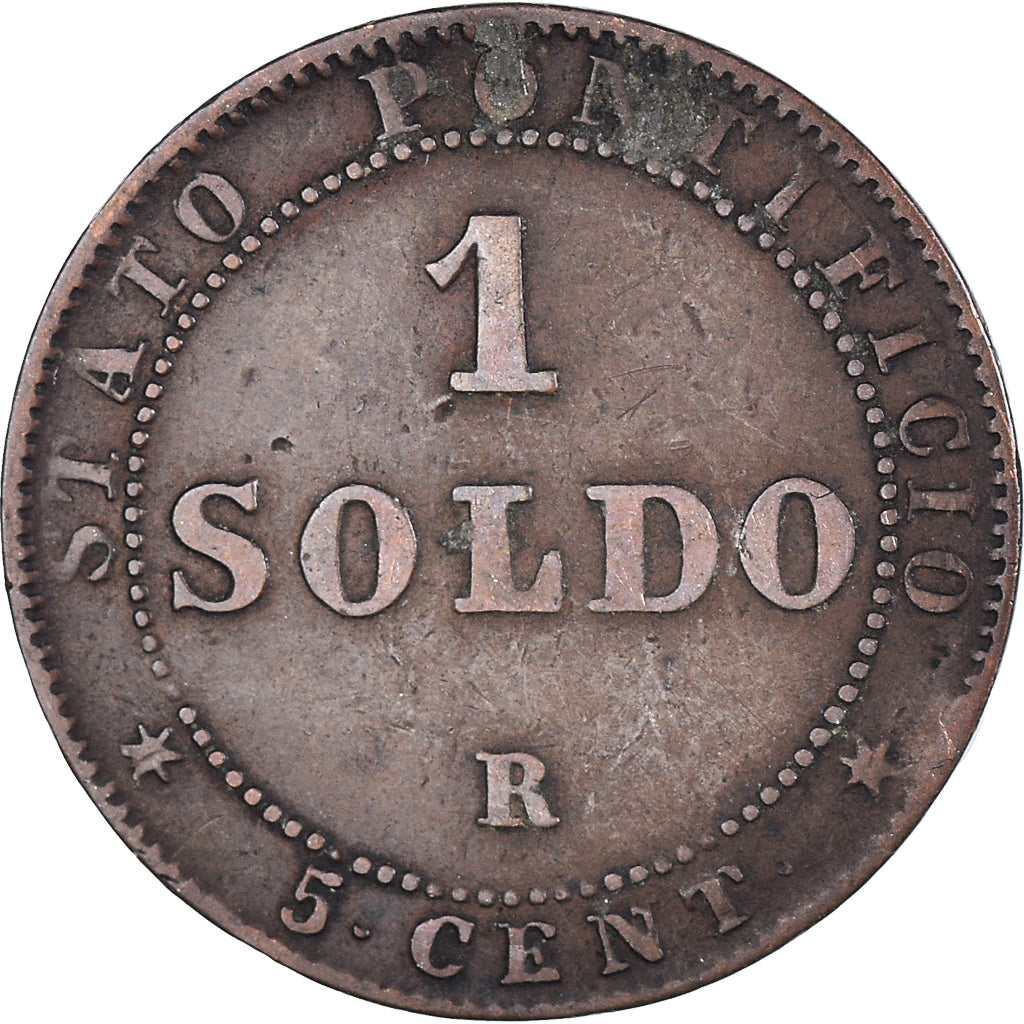 Moeda, ESTADOS ITALIANOS, PAPAL STATES, Pius IX, Soldo, 5 Centesimi, 1867, Roma