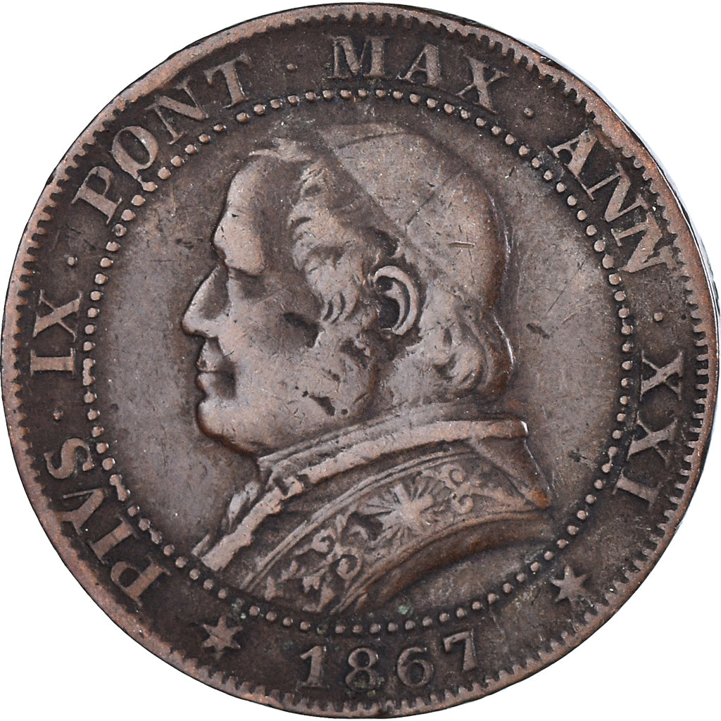Coin, ITALIAN STATES, PAPAL STATES, Pius IX, Soldo, 5 Centesimi, 1867, Roma