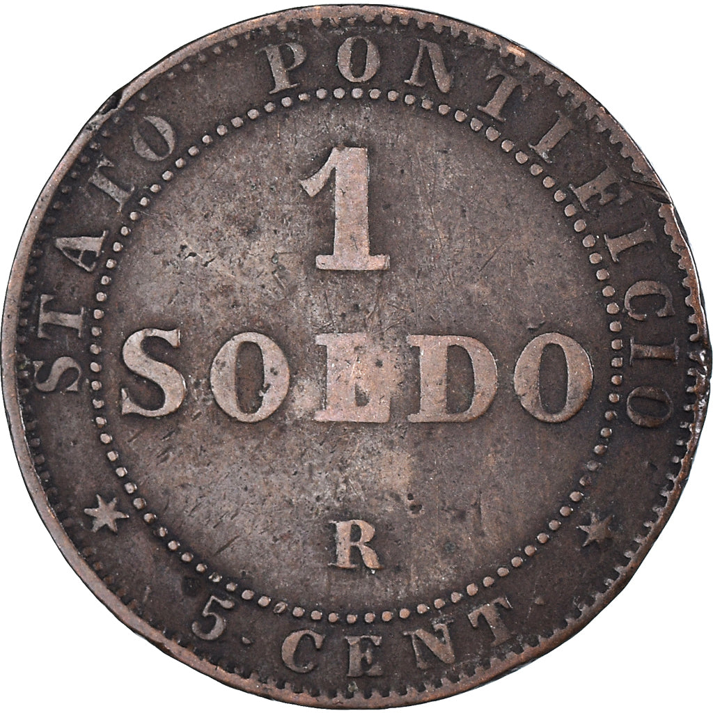 Coin, ITALIAN STATES, PAPAL STATES, Pius IX, Soldo, 5 Centesimi, 1867, Roma