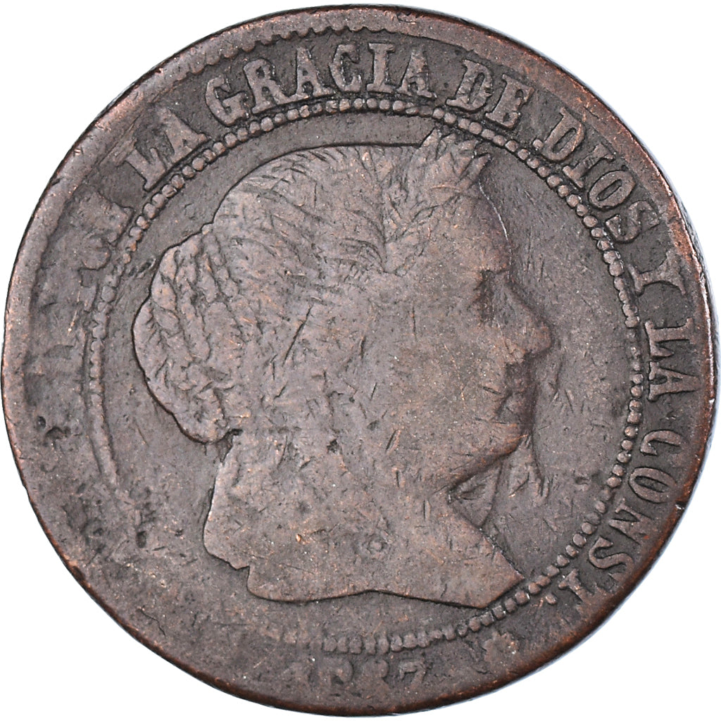 Moneta, Hiszpania, Isabel II, 2-1/2 Centimos, 1867, Madrid, VF(20-25), Miedź
