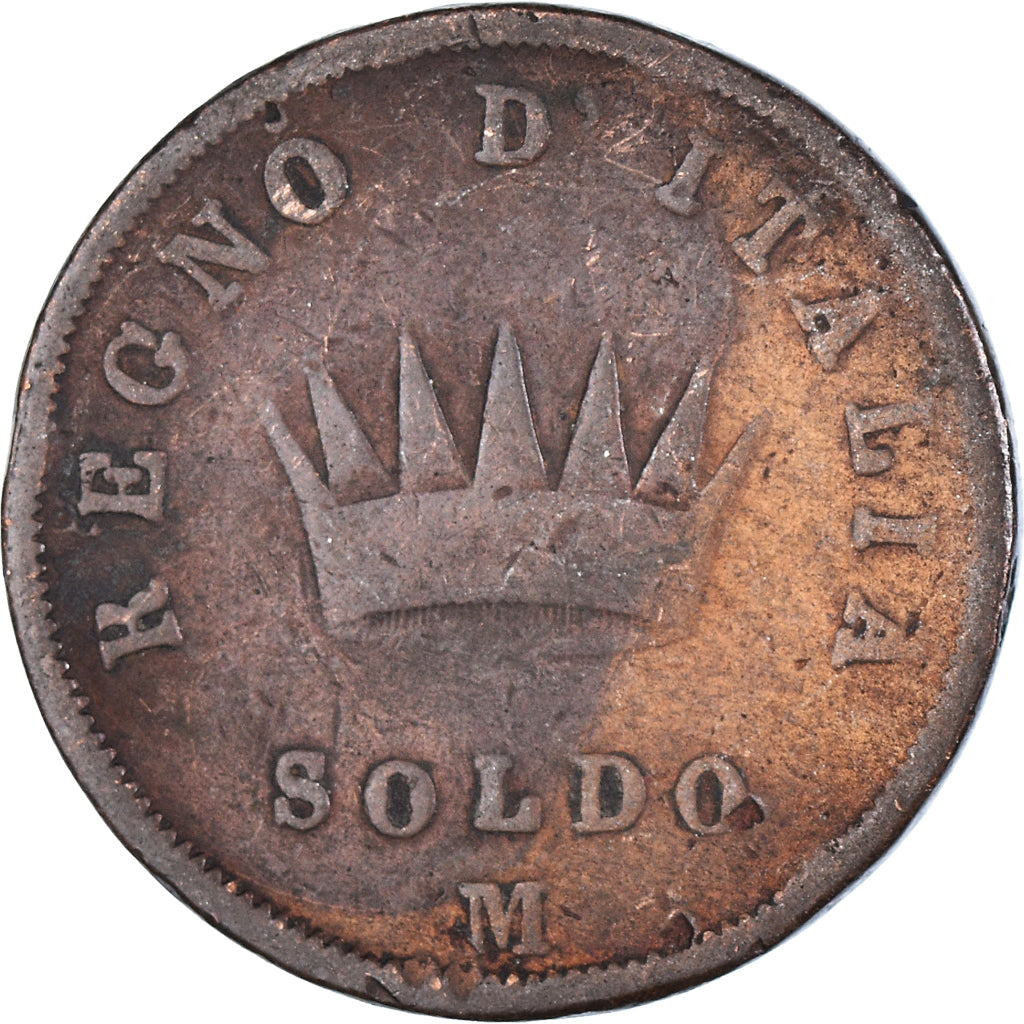 Monnaie, États italiens, KINGDOM OF NAPOLEON, Napoleon I, Soldo, 1812, Milan
