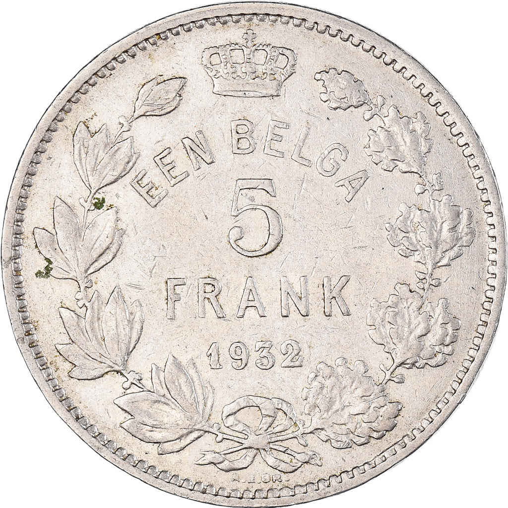 Moeda, Bélgica, Albert I, 5 Francs, 5 Frank, 1932, Brussels, AU(50-53)