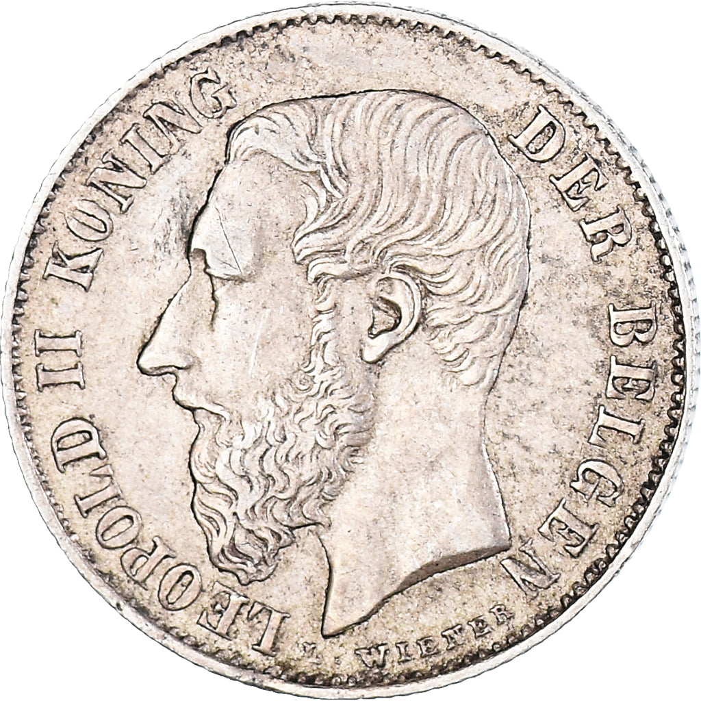 Moneta, Belgia, Leopold II, 50 Centimes, 1886, Brussels, AU(50-53), Srebro