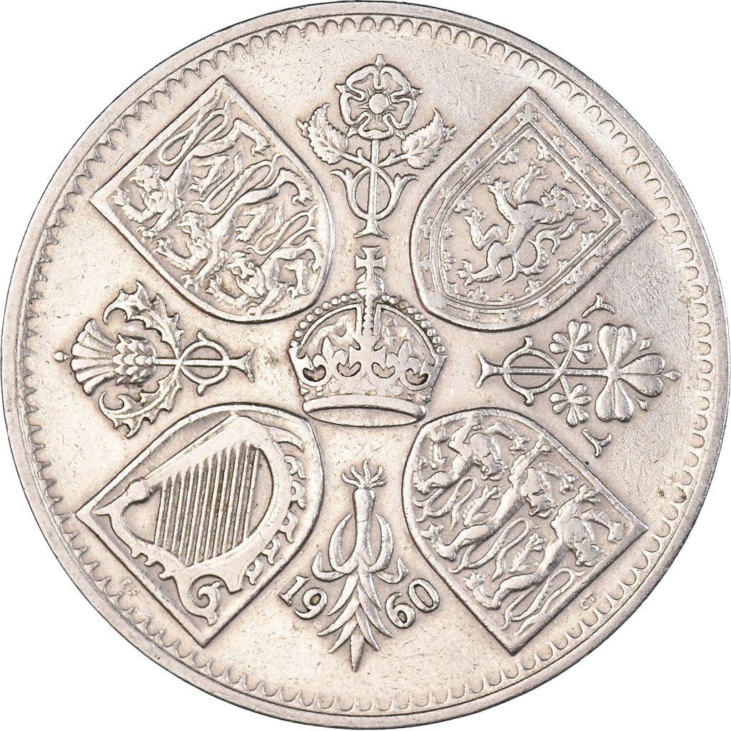 Coin, Great Britain, Elizabeth II, Crown, 1960, British Royal Mint, EF(40-45)