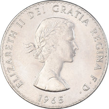 Coin, Great Britain, Elizabeth II, Crown, 1965, British Royal Mint, Churchill