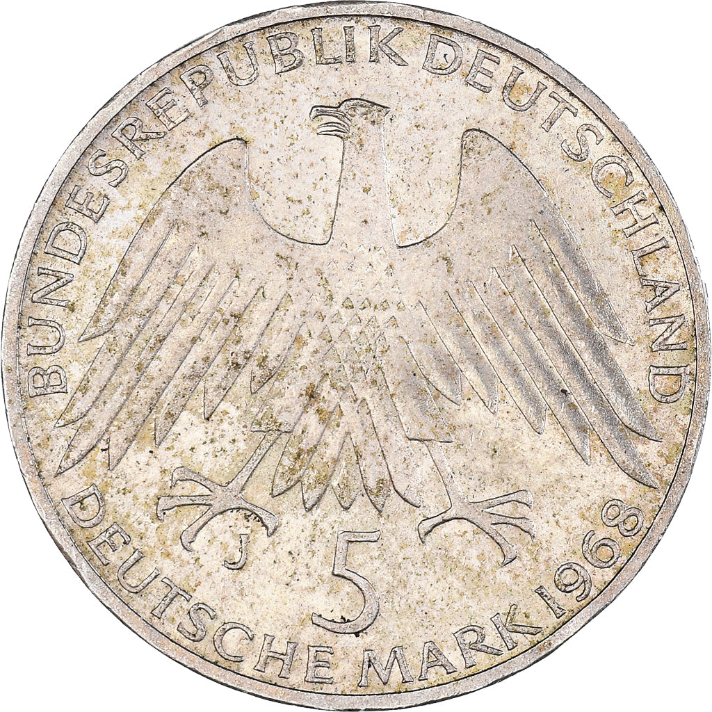 Moneta, GERMANIA - REPUBBLICA FEDERALE, 5 Mark, 1968, Hamburg, Germany, BB