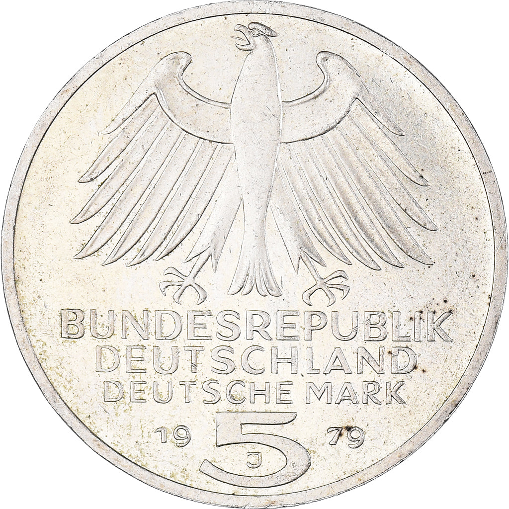Moneta, Niemcy - RFN, 5 Mark, 1979, Hamburg, Germany, AU(50-53), Srebro, KM:150