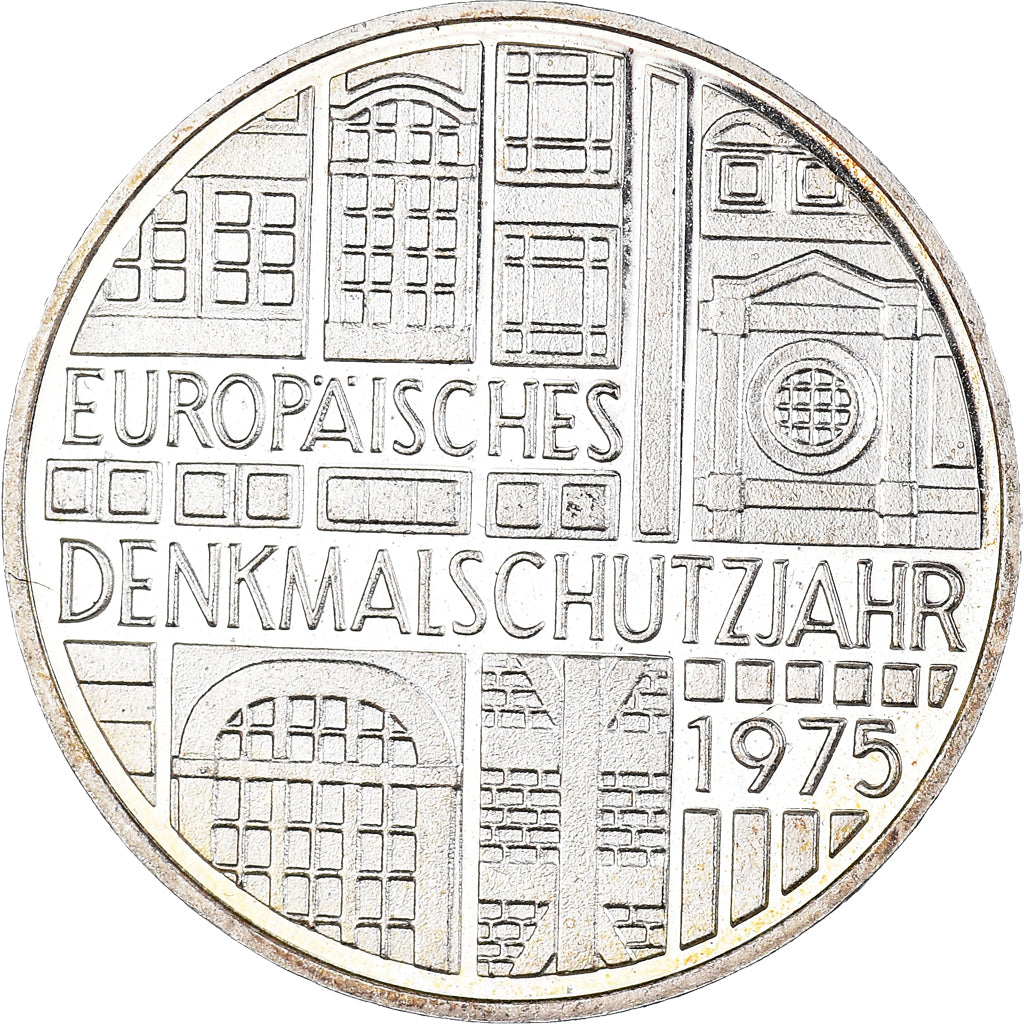 Moneta, Niemcy - RFN, 5 Mark, 1975, Stuttgart, Germany, AU(55-58), Srebro