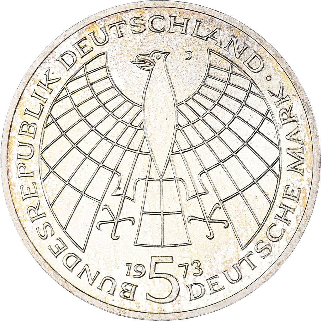 Coin, GERMANY - FEDERAL REPUBLIC, 5 Mark, 1973, Hamburg, Germany, AU(55-58)
