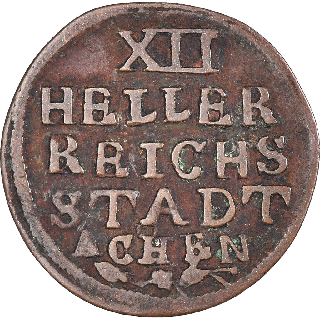Coin, German States, AACHEN, 12 Heller, 1792, Achen, VF(20-25), Copper, KM:51