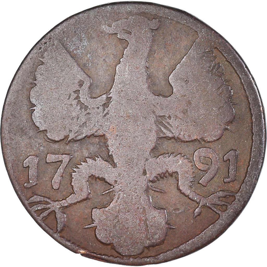 Münze, Deutsch Staaten, AACHEN, 12 Heller, 1791, Achen, S, Kupfer, KM:51