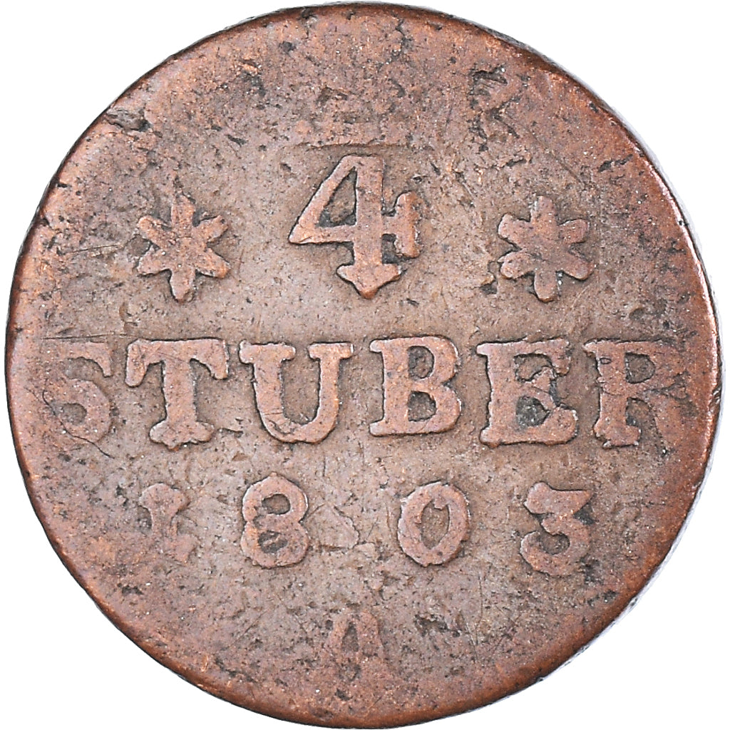 Coin, German States, Friedrich II, 1/4 Stüber, 1803, Berlin, VF(20-25), Copper
