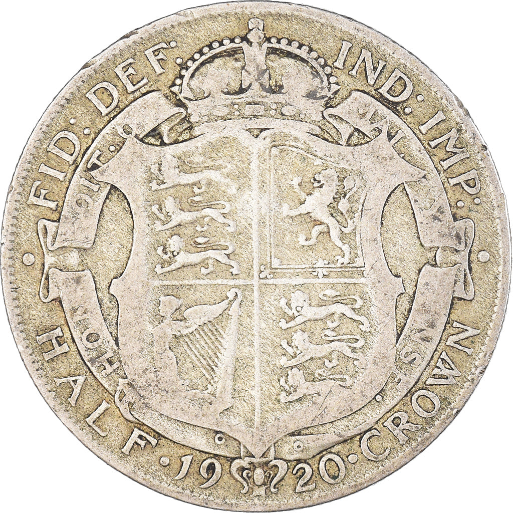 Coin, Great Britain, George V, 1/2 Crown, 1920, VF(30-35), Silver, KM:818.1a