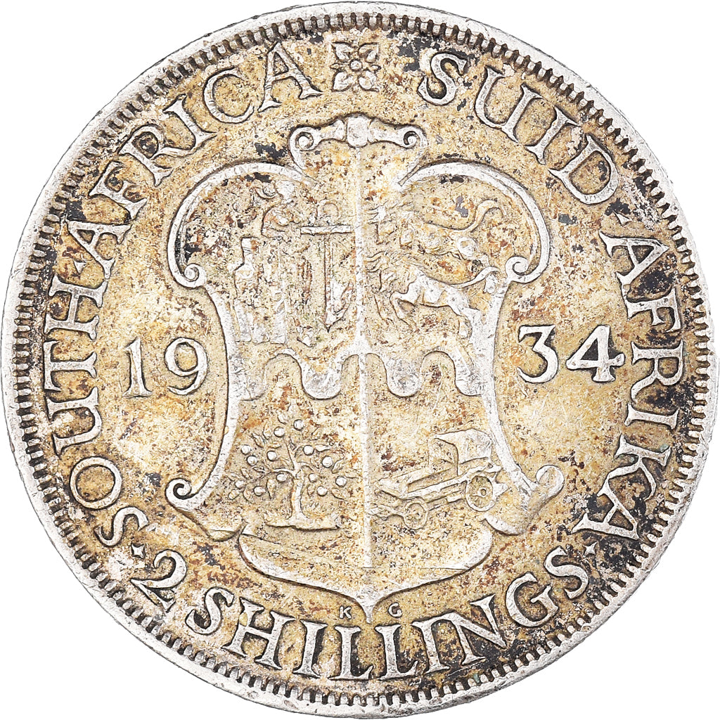 Münze, Südafrika, George V, 2 Shillings, 1934, Pretoria, SS, Silber, KM:22