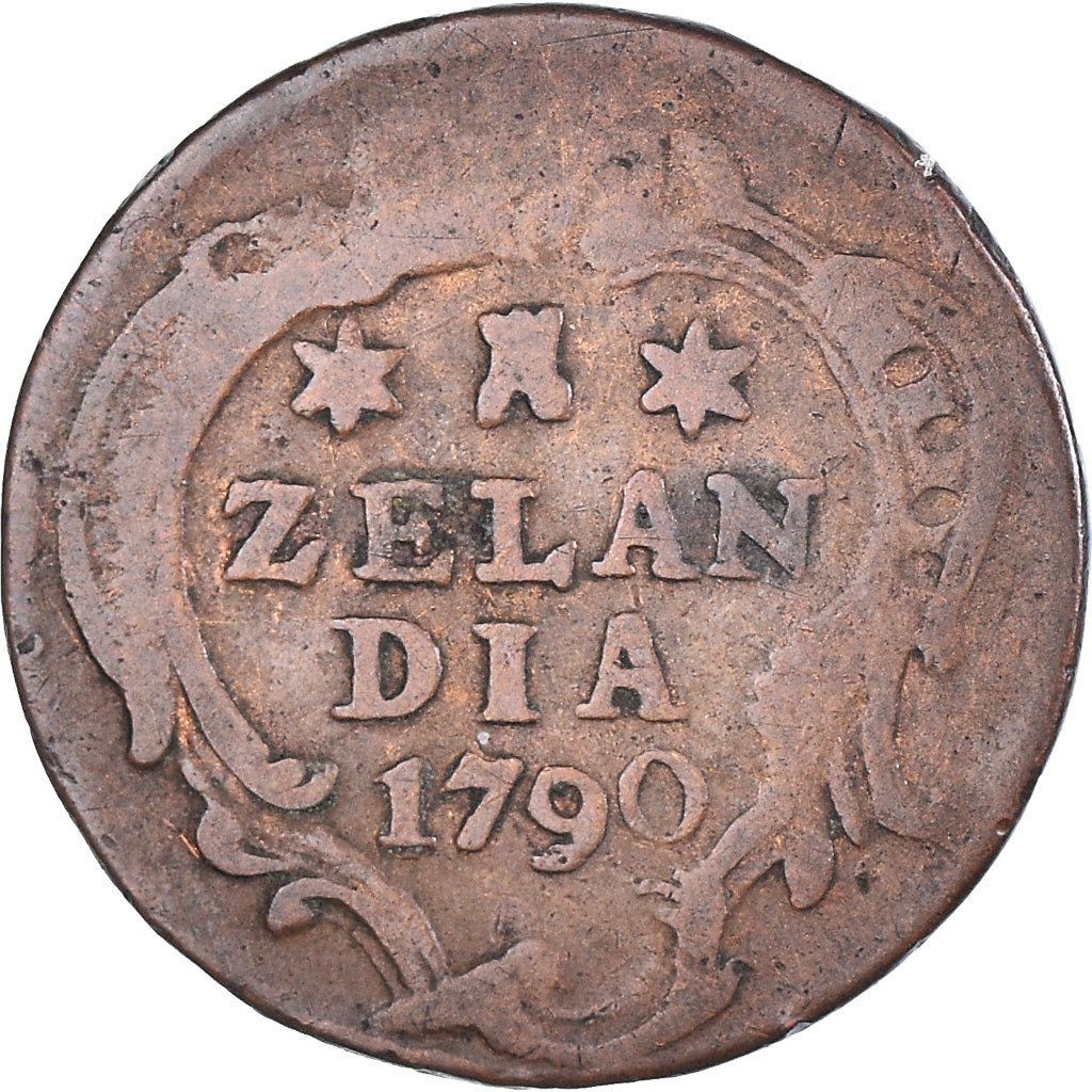 Coin, Netherlands, ZEELAND, Duit, 1790, Middelbourg, VF(20-25), Copper, KM:101.1