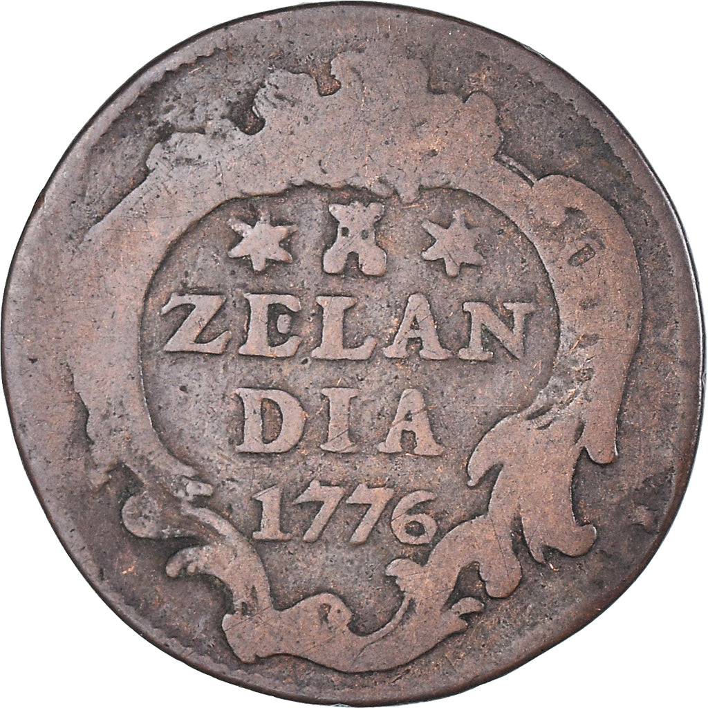 Coin, Netherlands, ZEELAND, Duit, 1776, Middelbourg, VF(20-25), Copper, KM:101.1