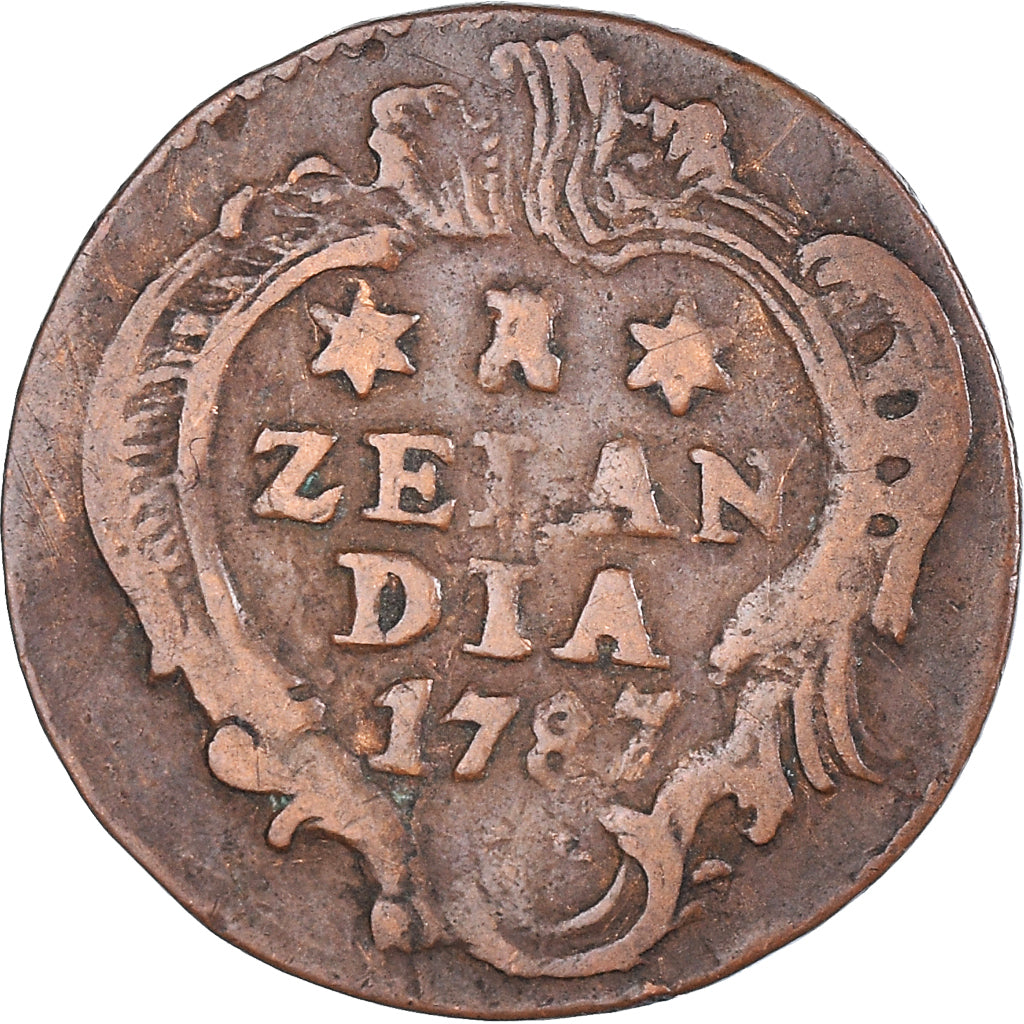 Coin, Netherlands, ZEELAND, Duit, 1787, Middelbourg, VF(30-35), Copper, KM:101.1
