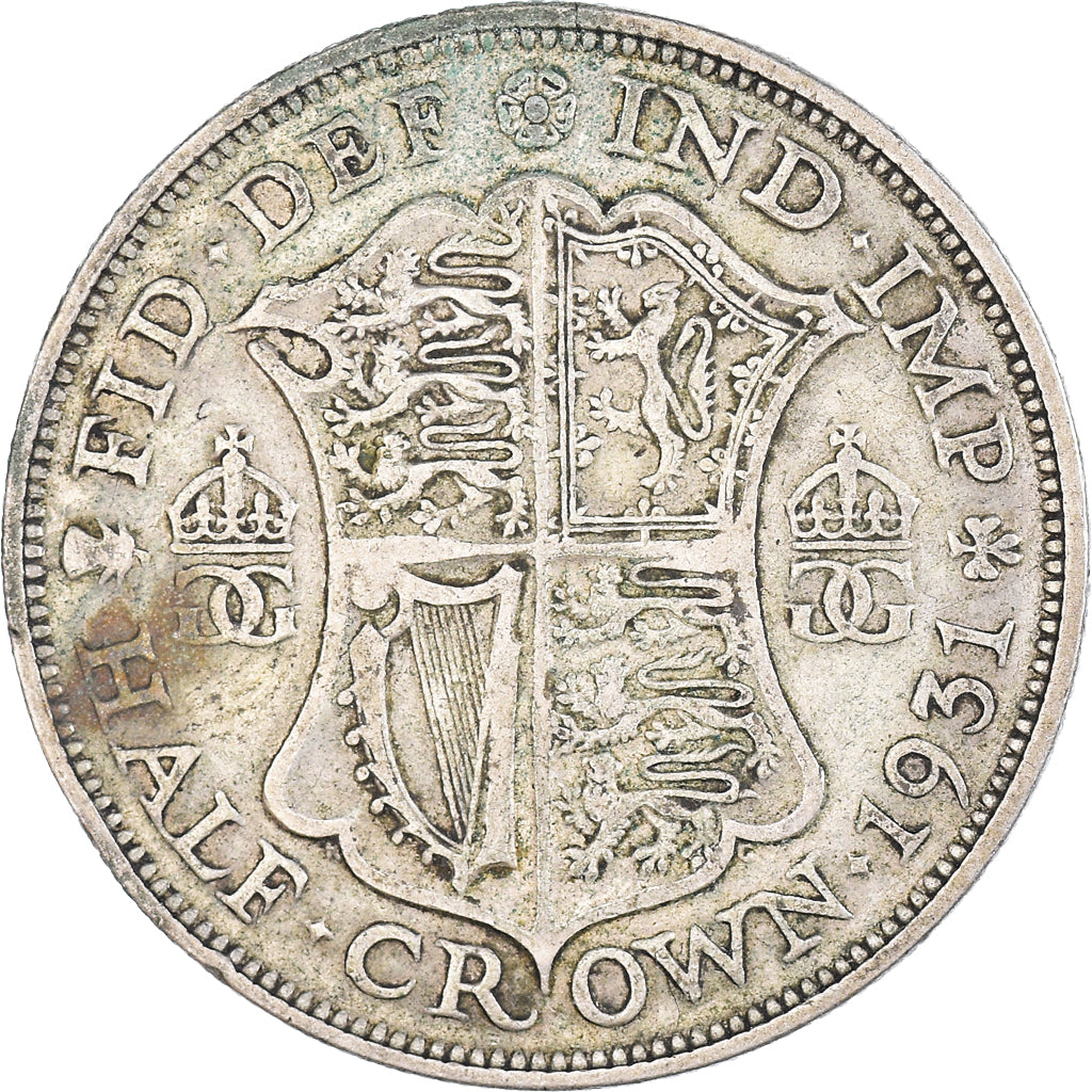 Moneta, Gran Bretagna, George V, 1/2 Crown, 1931, MB+, Argento, KM:835