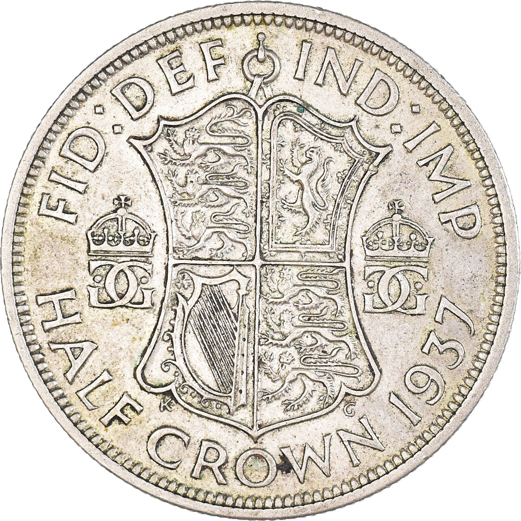 Coin, Great Britain, George VI, 1/2 Crown, 1937, EF(40-45), Silver, KM:856