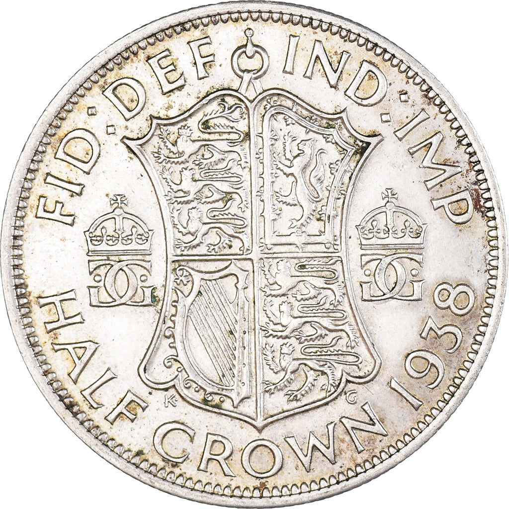 Coin, Great Britain, George VI, 1/2 Crown, 1938, AU(50-53), Silver, KM:856