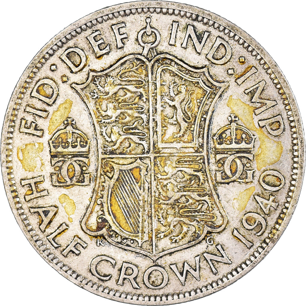Coin, Great Britain, George VI, 1/2 Crown, 1940, VF(30-35), Silver, KM:856