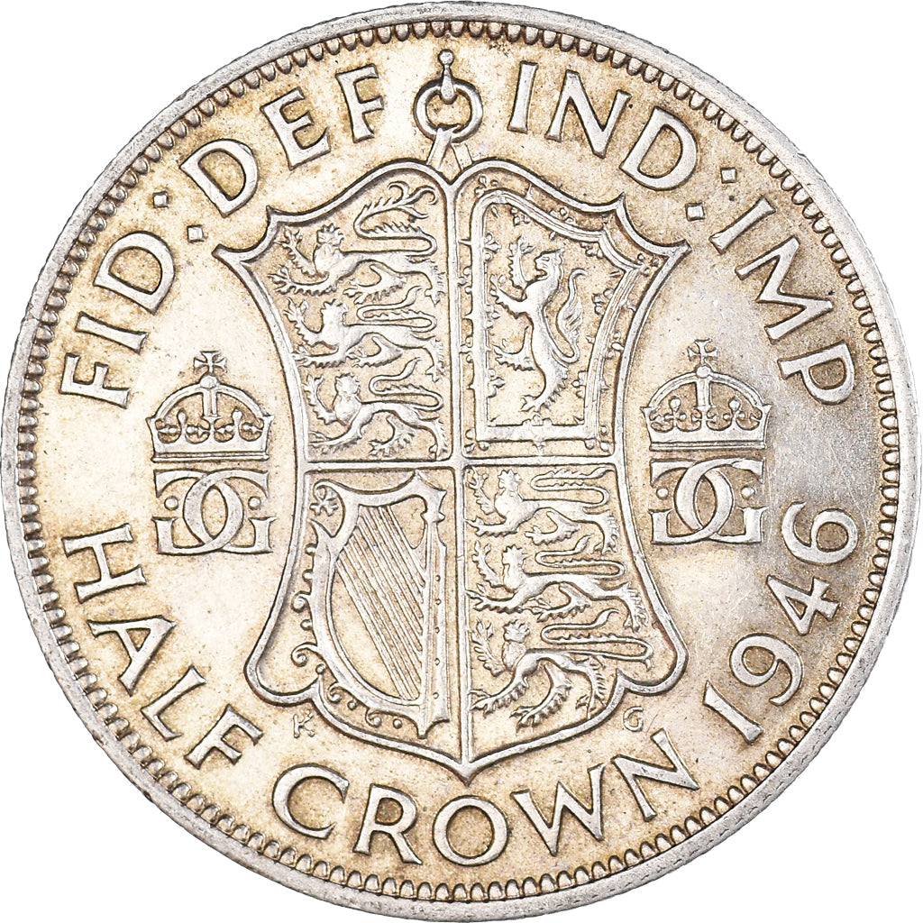 Coin, Great Britain, George VI, 1/2 Crown, 1946, AU(50-53), Silver, KM:856