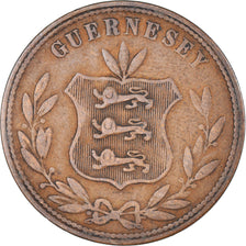 Moeda, Guernesey, 8 Doubles, 1864, Heaton, Birmingham, VF(30-35), Bronze, KM:7