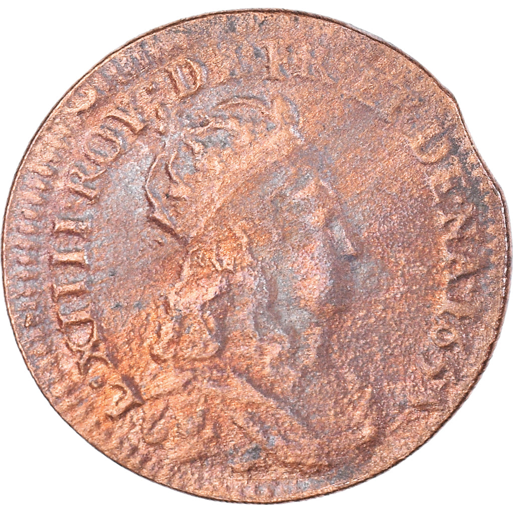 Moneta, Francia, Louis XIV, Liard de France au buste juvénile, deuxième type