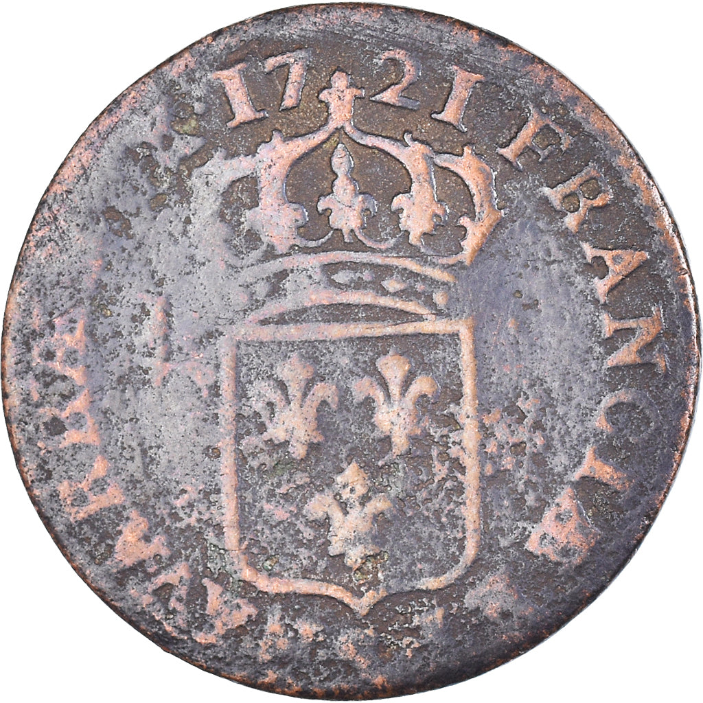 Moneda, Francia, Louis XIV, Liard de France au buste juvénile, deuxième type